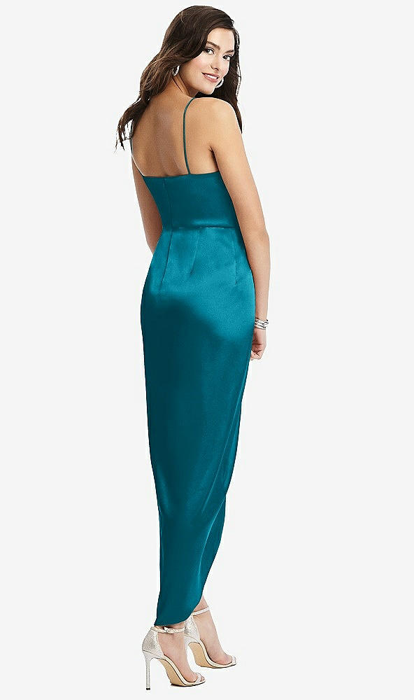 【STYLE: 6828】Faux Wrap Midi Dress with Draped Tulip Skirt【COLOR: Oasis】