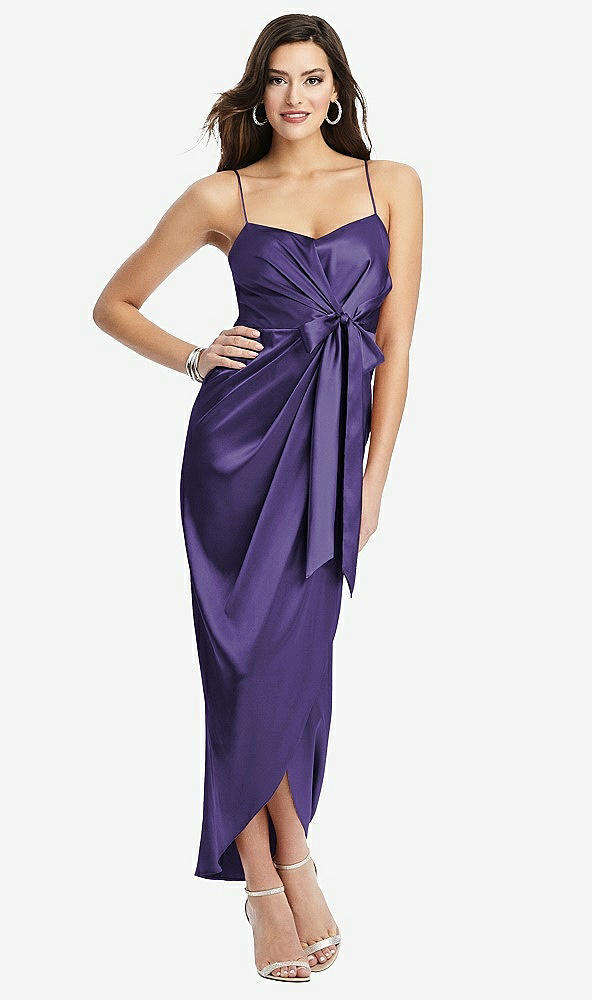 【NEW】【STYLE: 6828】フェイク ラップ MIDI ドレス ドレープ チューリップ スカート【COLOR: Regalia - PANTONE Ultra Violet】【SIZE: 00-30W】