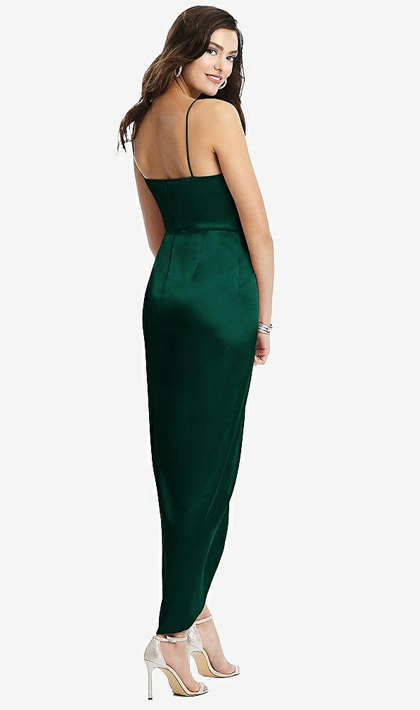 【STYLE: 6828】Faux Wrap Midi Dress with Draped Tulip Skirt【COLOR: Hunter Green】