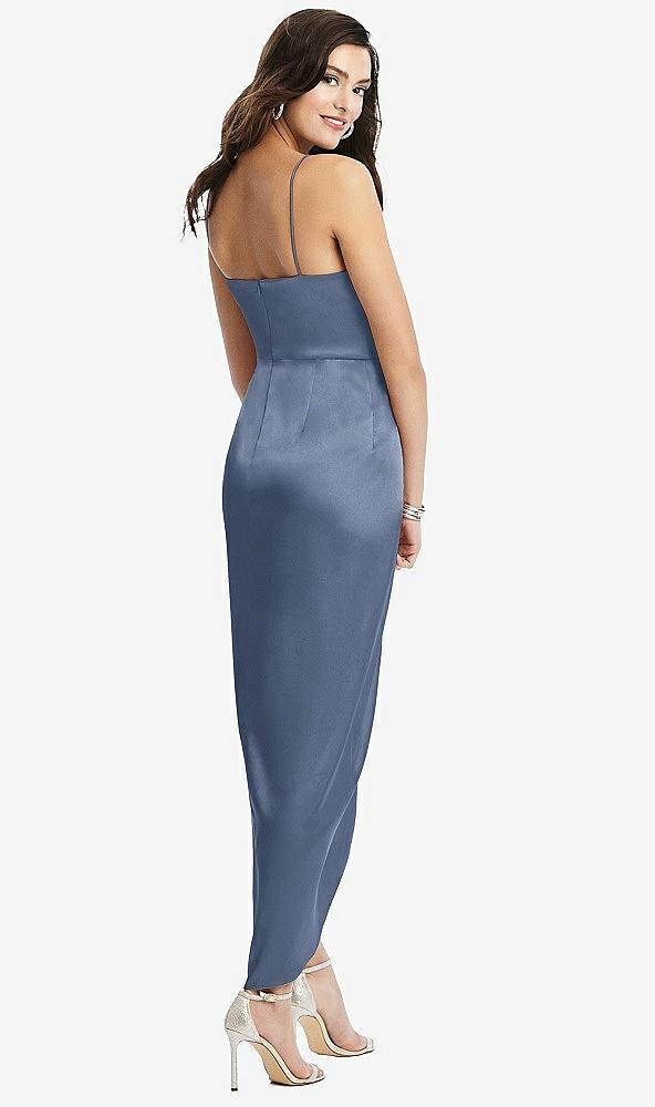 【STYLE: 6828】Faux Wrap Midi Dress with Draped Tulip Skirt【COLOR: Larkspur Blue】