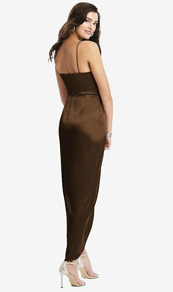 【STYLE: 6828】Faux Wrap Midi Dress with Draped Tulip Skirt【COLOR: Latte】
