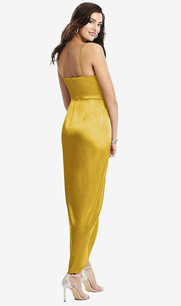 【NEW】【STYLE: 6828】フェイク ラップ MIDI ドレス ドレープ チューリップ スカート【COLOR: Marigold】【SIZE: 00-30W】
