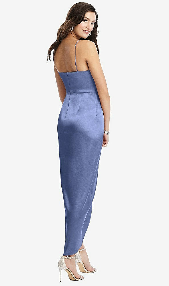 【NEW】【STYLE: 6828】フェイク ラップ MIDI ドレス ドレープ チューリップ スカート【COLOR: Periwinkle - PANTONE Serenity】【SIZE: 00-30W】