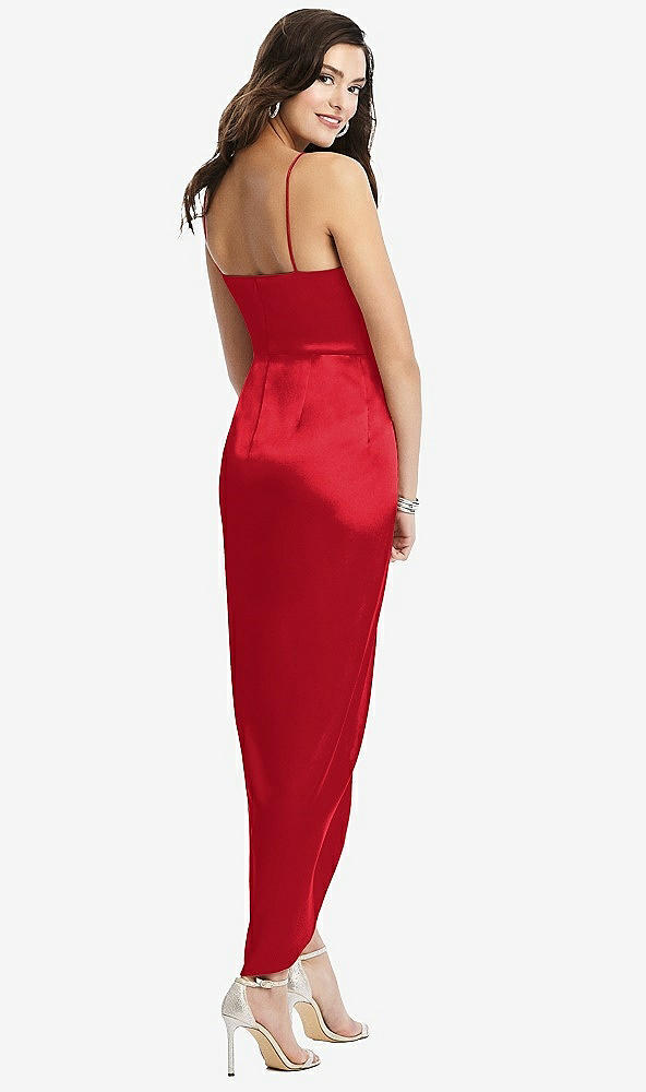 【NEW】【STYLE: 6828】フェイク ラップ MIDI ドレス ドレープ チューリップ スカート【COLOR: Parisian Red】【SIZE: 00-30W】