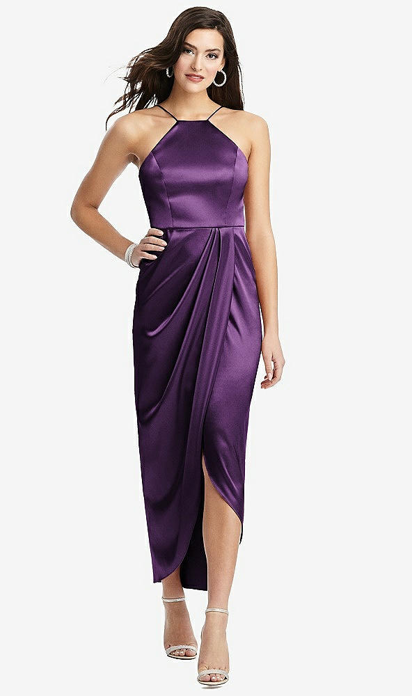 【NEW】【STYLE: 6829】ホルター MIDI ドレス ドレープ付き ドレープ チューリップ スカート【COLOR: African Violet】【SIZE: 00-30W】