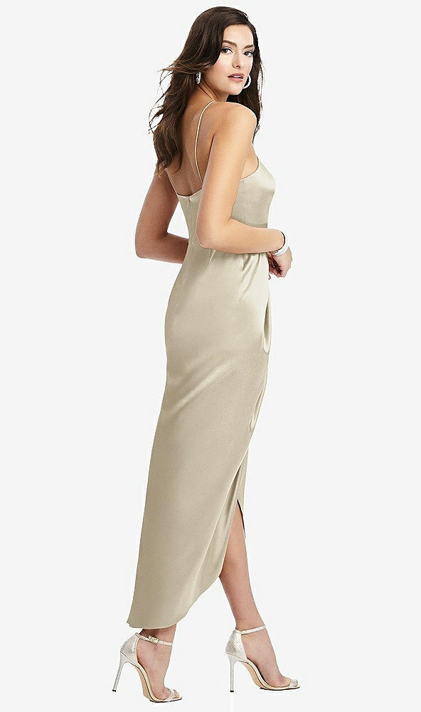 【STYLE: 6829】Halter Midi Dress with Draped Tulip Skirt【COLOR: Champagne】