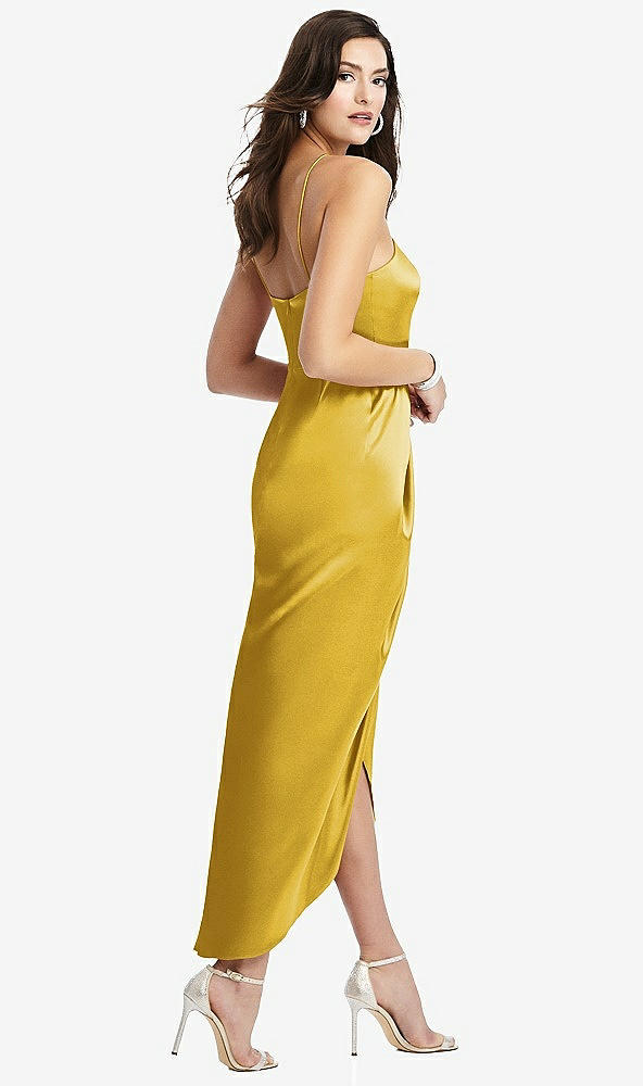 【NEW】【STYLE: 6829】ホルター MIDI ドレス ドレープ付き ドレープ チューリップ スカート【COLOR: Marigold】【SIZE: 00-30W】