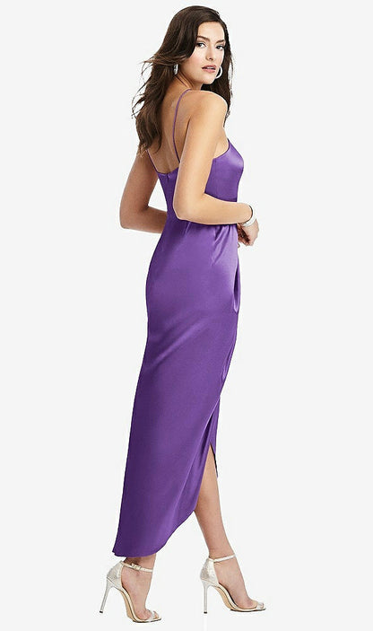 【NEW】【STYLE: 6829】ホルター MIDI ドレス ドレープ付き ドレープ チューリップ スカート【COLOR: Pansy】【SIZE: 00-30W】