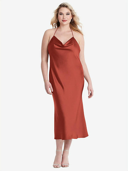 【STYLE: LB001】Cowl-Neck Convertible Midi Slip Dress - Piper【COLOR: Amber Sunset】