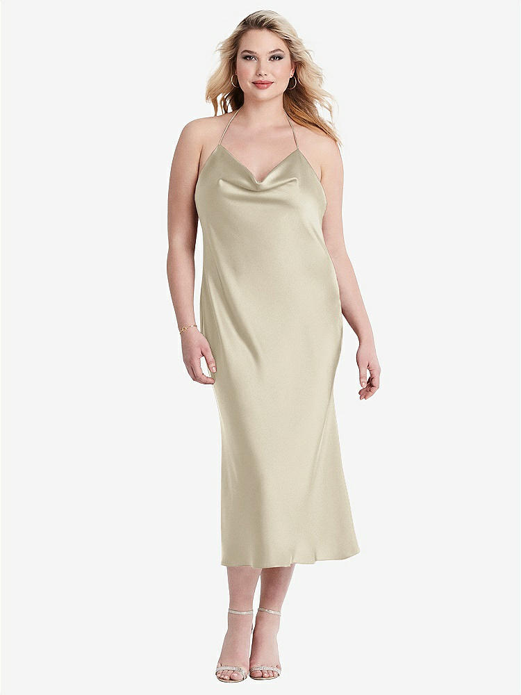 【STYLE: LB001】Cowl-Neck Convertible Midi Slip Dress - Piper【COLOR: Champagne】