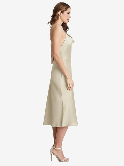 【STYLE: LB001】Cowl-Neck Convertible Midi Slip Dress - Piper【COLOR: Champagne】