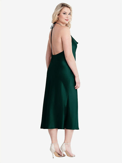 【STYLE: LB001】Cowl-Neck Convertible Midi Slip Dress - Piper【COLOR: Evergreen】