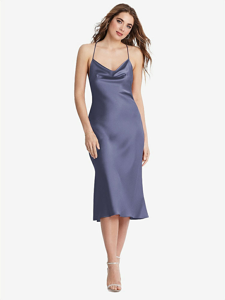 【STYLE: LB001】Cowl-Neck Convertible Midi Slip Dress - Piper【COLOR: French Blue】