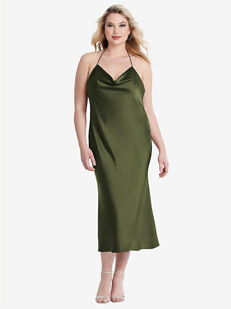【STYLE: LB001】Cowl-Neck Convertible Midi Slip Dress - Piper【COLOR: Olive Green】