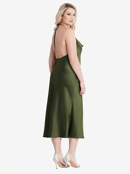 【STYLE: LB001】Cowl-Neck Convertible Midi Slip Dress - Piper【COLOR: Olive Green】