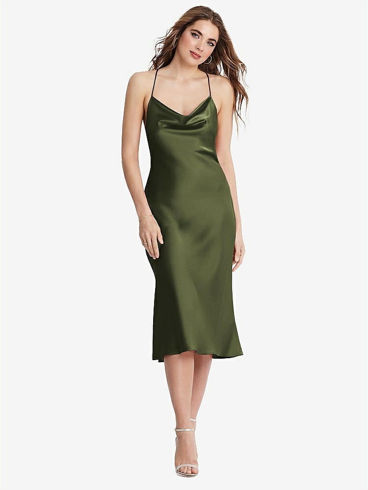 【STYLE: LB001】Cowl-Neck Convertible Midi Slip Dress - Piper【COLOR: Olive Green】