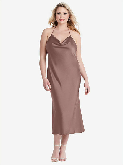 【STYLE: LB001】Cowl-Neck Convertible Midi Slip Dress - Piper【COLOR: Sienna】
