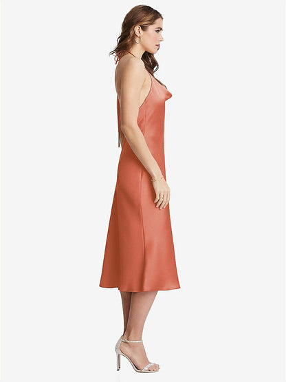 【STYLE: LB001】Cowl-Neck Convertible Midi Slip Dress - Piper【COLOR: Terracotta Copper】