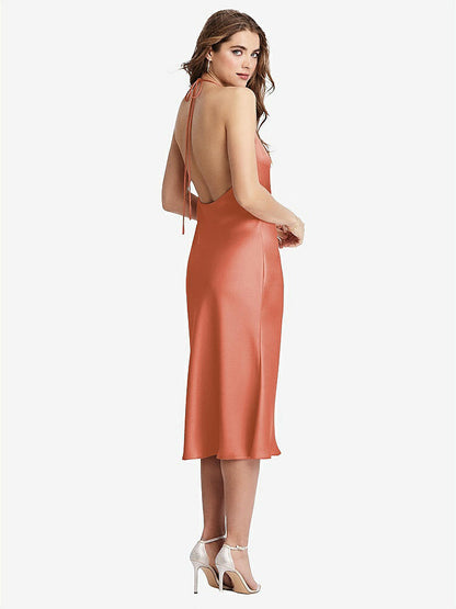 【STYLE: LB001】Cowl-Neck Convertible Midi Slip Dress - Piper【COLOR: Terracotta Copper】