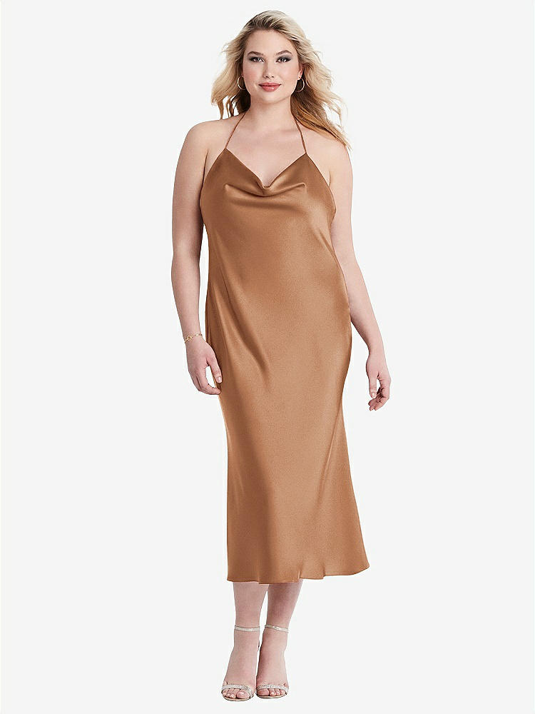 【STYLE: LB001】Cowl-Neck Convertible Midi Slip Dress - Piper【COLOR: Toffee】