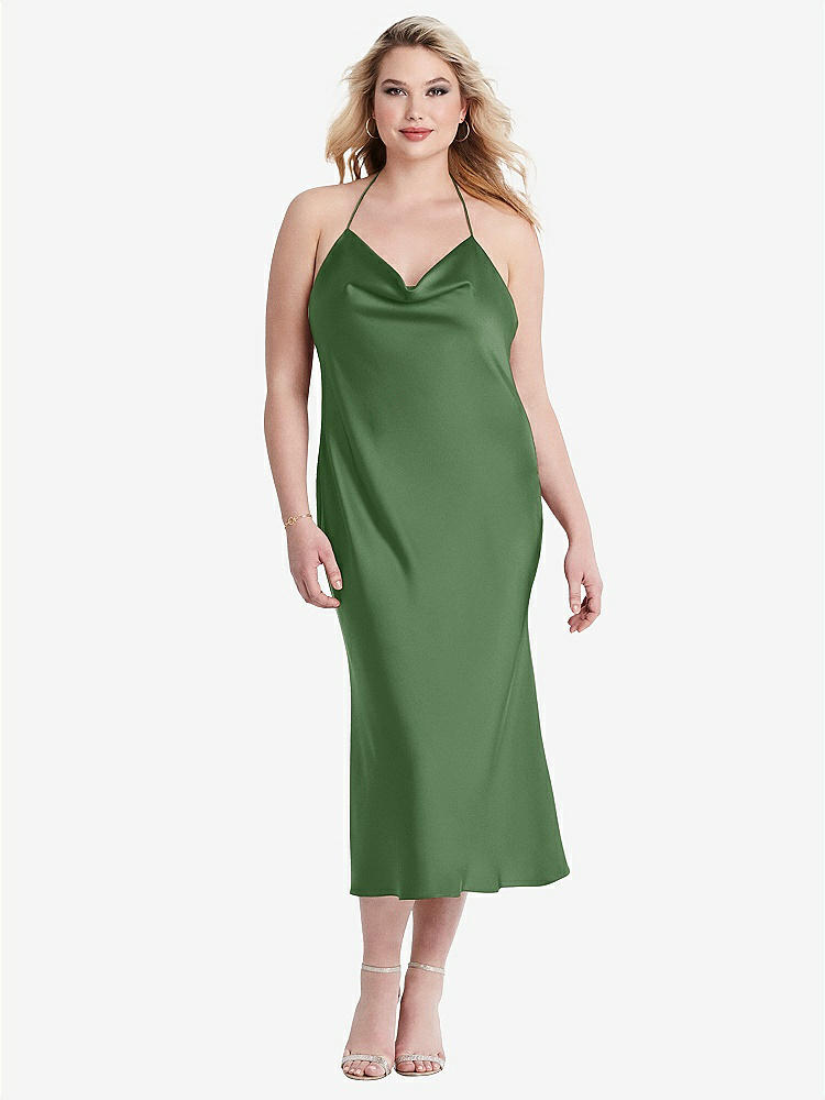 【STYLE: LB001】Cowl-Neck Convertible Midi Slip Dress - Piper【COLOR: Vineyard Green】