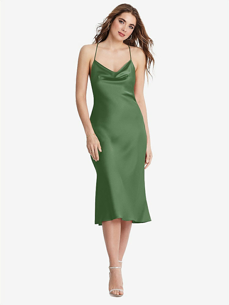 【STYLE: LB001】Cowl-Neck Convertible Midi Slip Dress - Piper【COLOR: Vineyard Green】