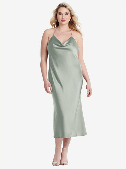【STYLE: LB001】Cowl-Neck Convertible Midi Slip Dress - Piper【COLOR: Willow Green】