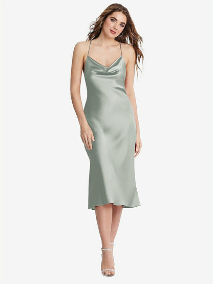 【STYLE: LB001】Cowl-Neck Convertible Midi Slip Dress - Piper【COLOR: Willow Green】