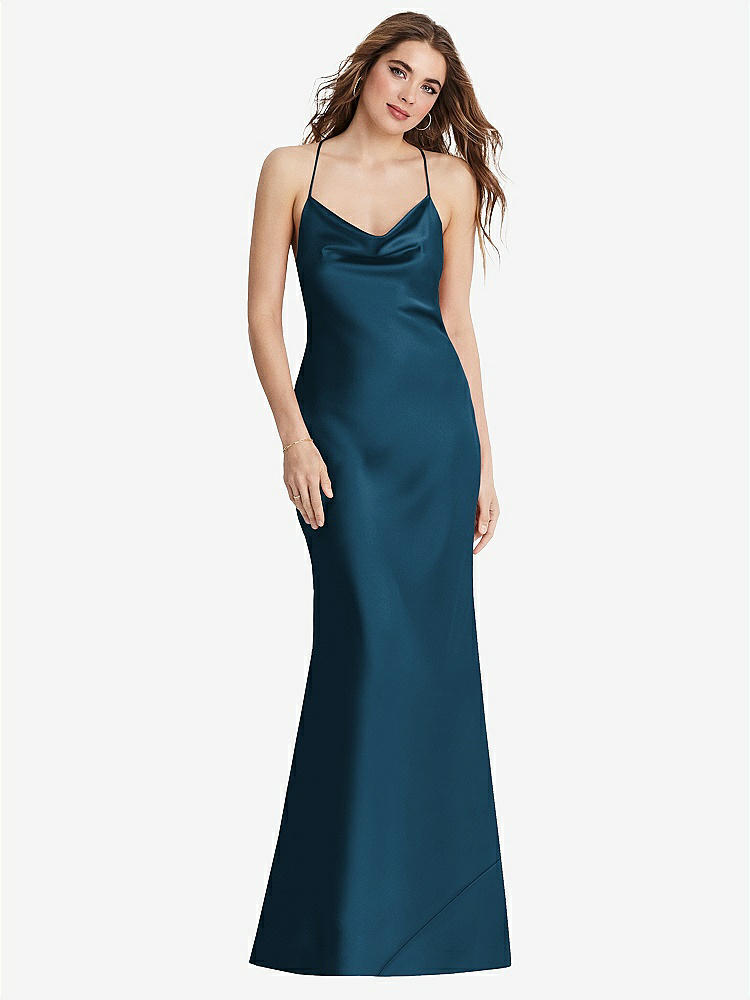 【STYLE: LB002】Cowl-Neck Convertible Maxi Slip Dress - Reese【COLOR: Atlantic Blue】