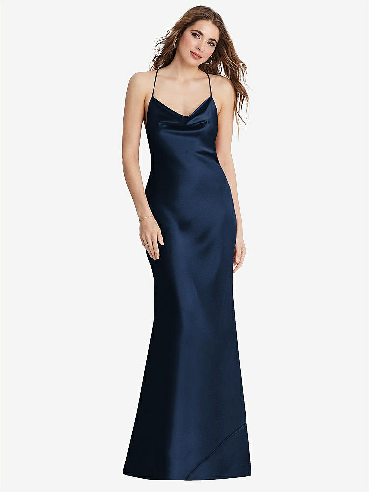 【STYLE: LB002】Cowl-Neck Convertible Maxi Slip Dress - Reese【COLOR: Midnight Navy】