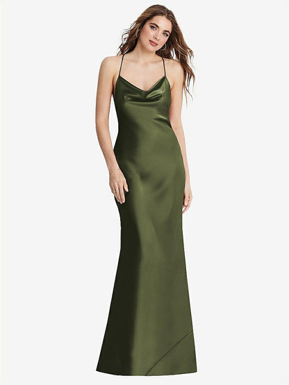 【STYLE: LB002】Cowl-Neck Convertible Maxi Slip Dress - Reese【COLOR: Olive Green】