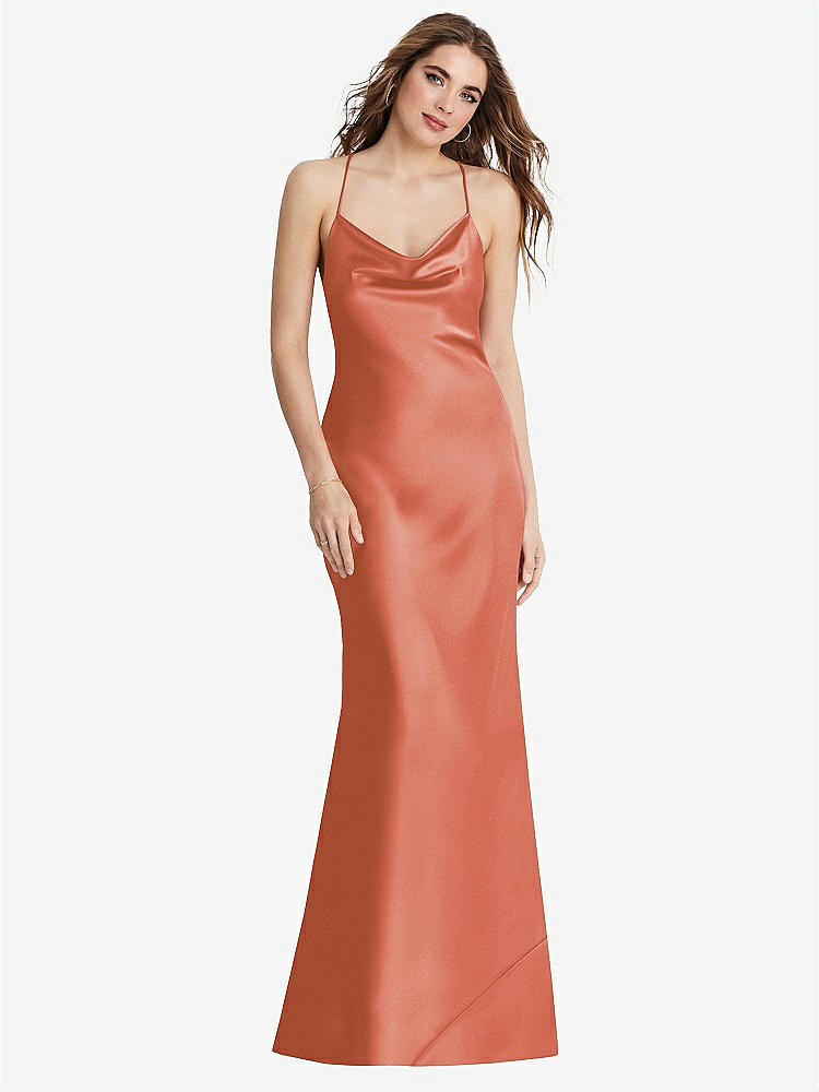 【STYLE: LB002】Cowl-Neck Convertible Maxi Slip Dress - Reese【COLOR: Terracotta Copper】