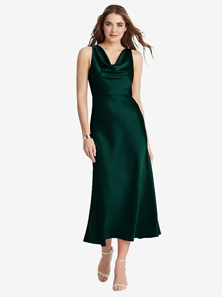 【STYLE: LB003】Cowl-Neck Midi Tank Dress - Esme【COLOR: Evergreen】