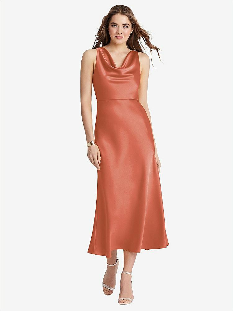 【STYLE: LB003】Cowl-Neck Midi Tank Dress - Esme【COLOR: Terracotta Copper】
