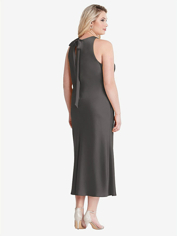 【NEW】【STYLE: LB005】ネクタイ 首 カットアウト MIDI タンク ドレス  -  ルー【COLOR: Caviar Gray】【SIZE: 00-30W】