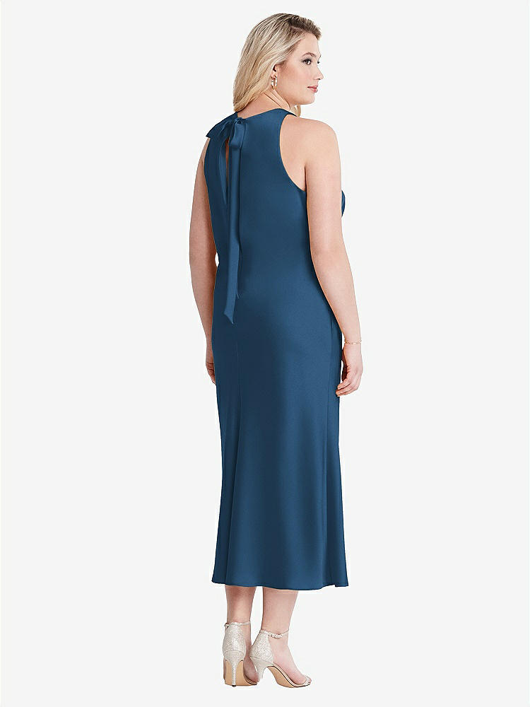【NEW】【STYLE: LB005】ネクタイ 首 カットアウト MIDI タンク ドレス  -  ルー【COLOR: Dusk Blue】【SIZE: 00-30W】