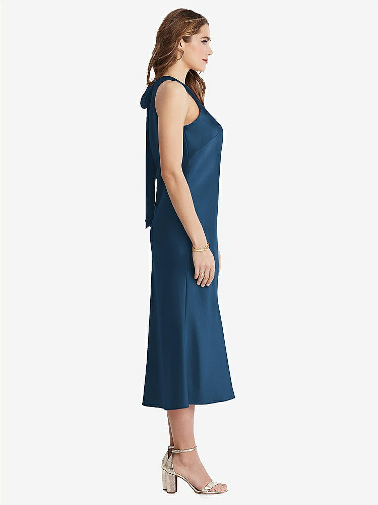 【NEW】【STYLE: LB005】ネクタイ 首 カットアウト MIDI タンク ドレス  -  ルー【COLOR: Dusk Blue】【SIZE: 00-30W】