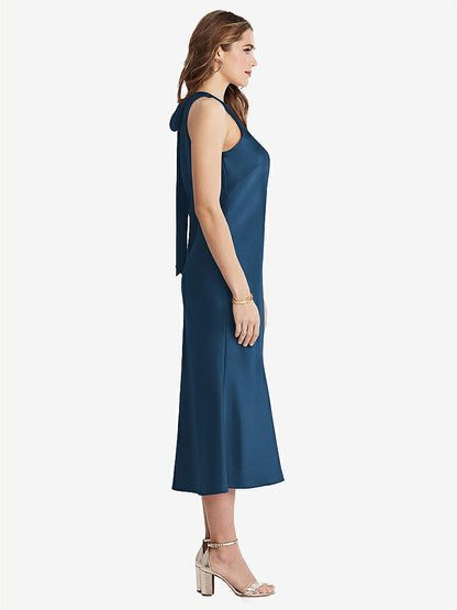 【NEW】【STYLE: LB005】ネクタイ 首 カットアウト MIDI タンク ドレス  -  ルー【COLOR: Dusk Blue】【SIZE: 00-30W】