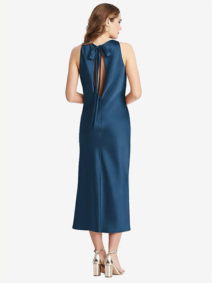 【NEW】【STYLE: LB005】ネクタイ 首 カットアウト MIDI タンク ドレス  -  ルー【COLOR: Dusk Blue】【SIZE: 00-30W】
