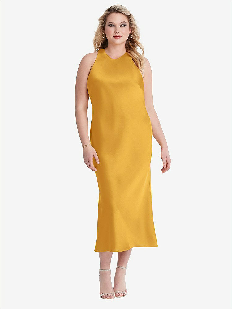 【NEW】【STYLE: LB005】ネクタイ 首 カットアウト MIDI タンク ドレス  -  ルー【COLOR: NYC Yellow】【SIZE: 00-30W】