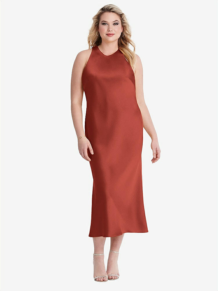 【STYLE: LB005】Tie Neck Cutout Midi Tank Dress - Lou【COLOR: Amber Sunset】