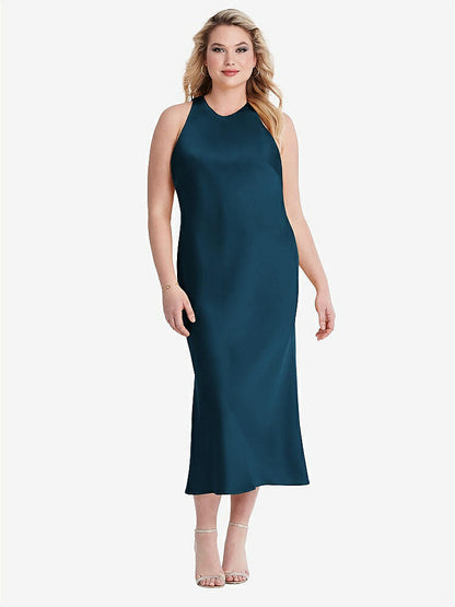 【NEW】【STYLE: LB005】ネクタイ 首 カットアウト MIDI タンク ドレス  -  ルー【COLOR: Atlantic Blue】【SIZE: 00-30W】