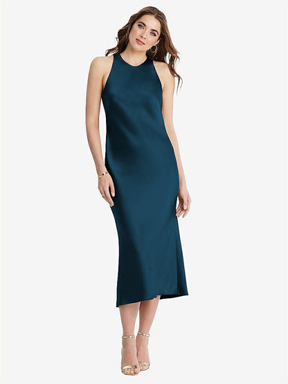 【NEW】【STYLE: LB005】ネクタイ 首 カットアウト MIDI タンク ドレス  -  ルー【COLOR: Atlantic Blue】【SIZE: 00-30W】