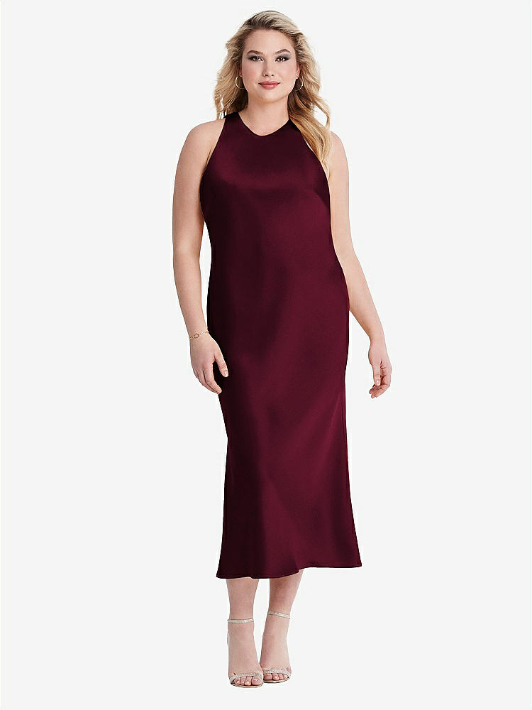 【NEW】【STYLE: LB005】ネクタイ 首 カットアウト MIDI タンク ドレス  -  ルー【COLOR: Cabernet】【SIZE: 00-30W】