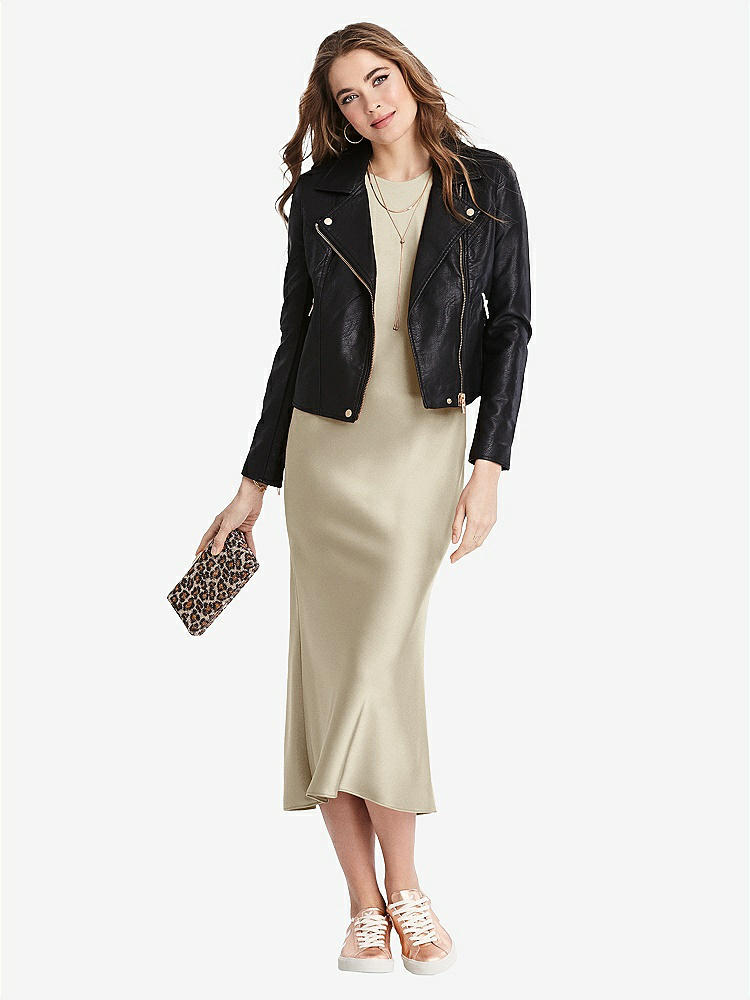 【NEW】【STYLE: LB005】ネクタイ 首 カットアウト MIDI タンク ドレス  -  ルー【COLOR: Champagne】【SIZE: 00-30W】