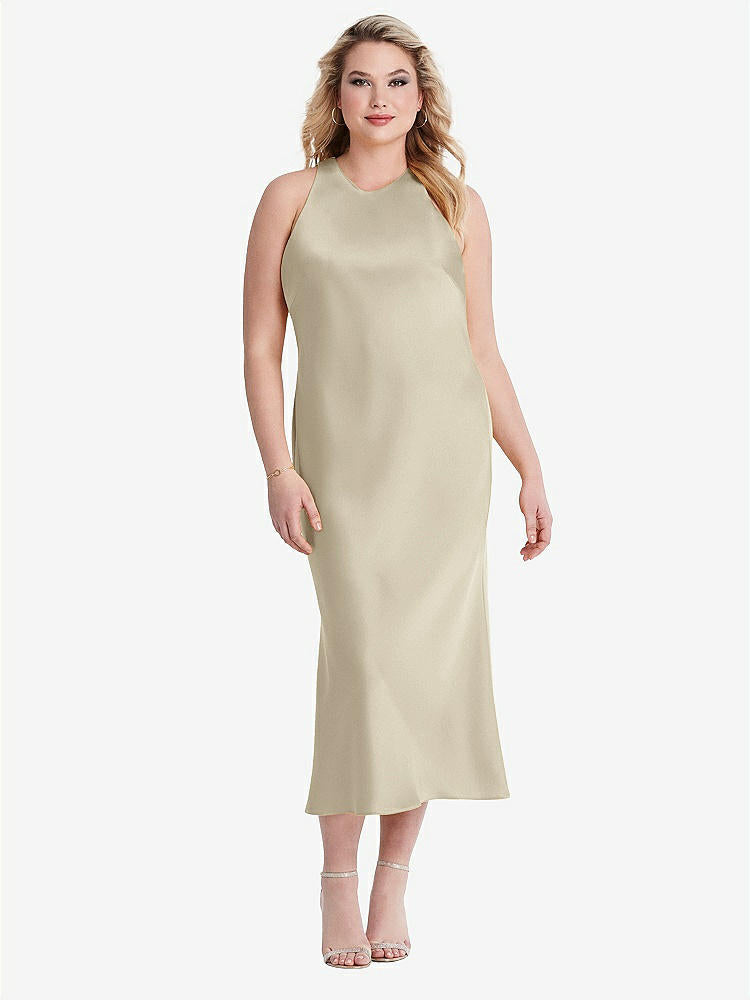 【NEW】【STYLE: LB005】ネクタイ 首 カットアウト MIDI タンク ドレス  -  ルー【COLOR: Champagne】【SIZE: 00-30W】