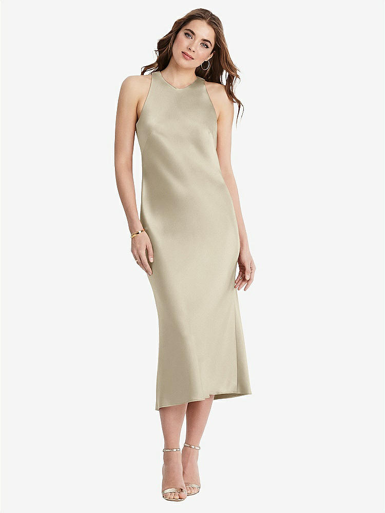 【NEW】【STYLE: LB005】ネクタイ 首 カットアウト MIDI タンク ドレス  -  ルー【COLOR: Champagne】【SIZE: 00-30W】