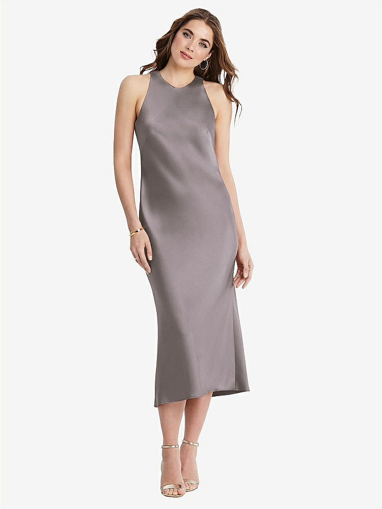 【NEW】【STYLE: LB005】ネクタイ 首 カットアウト MIDI タンク ドレス  -  ルー【COLOR: Cashmere Gray】【SIZE: 00-30W】