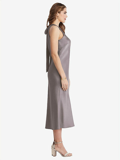 【NEW】【STYLE: LB005】ネクタイ 首 カットアウト MIDI タンク ドレス  -  ルー【COLOR: Cashmere Gray】【SIZE: 00-30W】