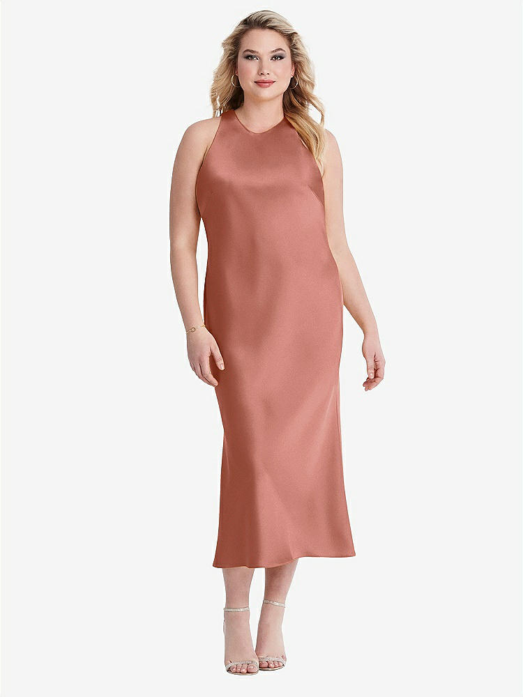 【NEW】【STYLE: LB005】ネクタイ 首 カットアウト MIDI タンク ドレス  -  ルー【COLOR: Desert Rose】【SIZE: 00-30W】